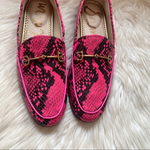 New! SAM EDELMAN Lorain Snakeskin Neon Loafers - Picture 7 of 9